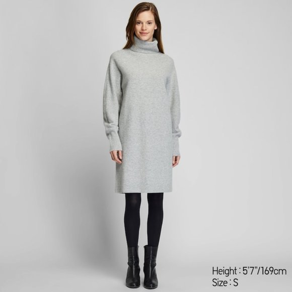 UNIQLO WOMEN 3D PREMIUM LAMBSWOOL TURTLENECK DRESS - Picture 4 of 7